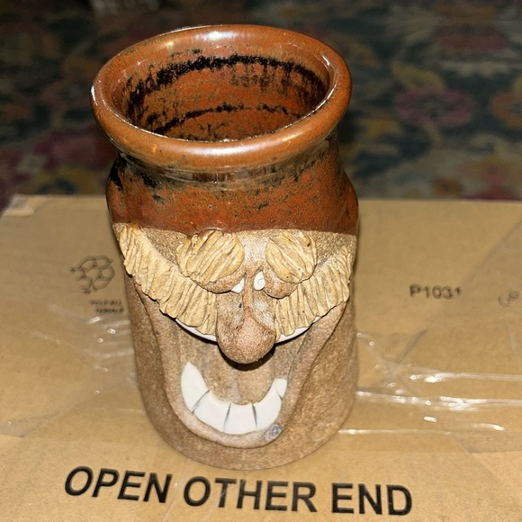 Vintage Funny Face/Goofy Art Pottery Clay Coffee/Tea/Beer/Mug - Picture 2 of 8